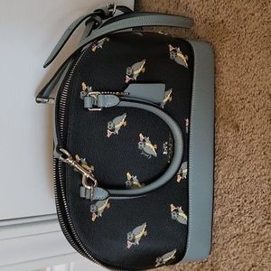 Coach Owl Print Satchel with Silver Owl keychain